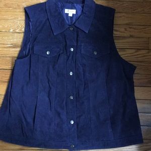 NWT genuine leather suede denim and co navy vest